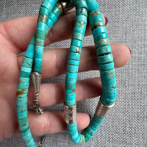 Turquoise Beaded Necklace with Sterling Silver Accents